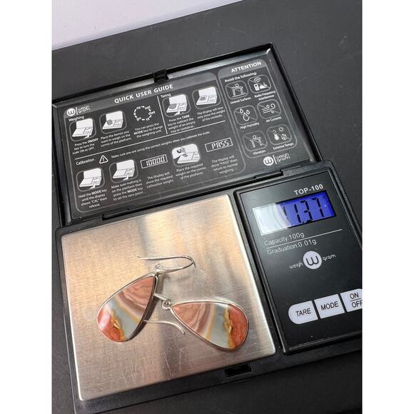 NEW Polychrome Jasper teardrop sterling silver dangle earrings 11.37 grams - Picture 3 of 11